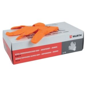 guantes de nitrilo naranja diamante wurth caja 50 unidades talla M-L-XL